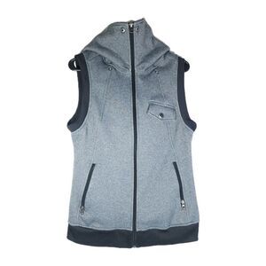 BURTON Women's DryRide Star Large Gray Black Hooded Full-Zip Snowboard Ski Vest